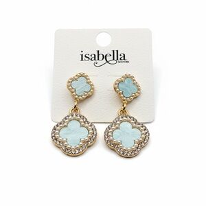 Gold Tone and Blue Earrings